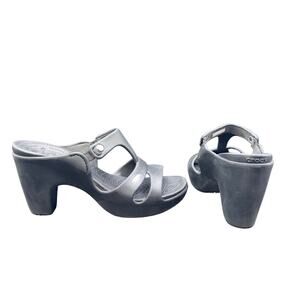 Crocs Black Open Toe Heeled Sandals Womens Size 9 Comfort Wedge